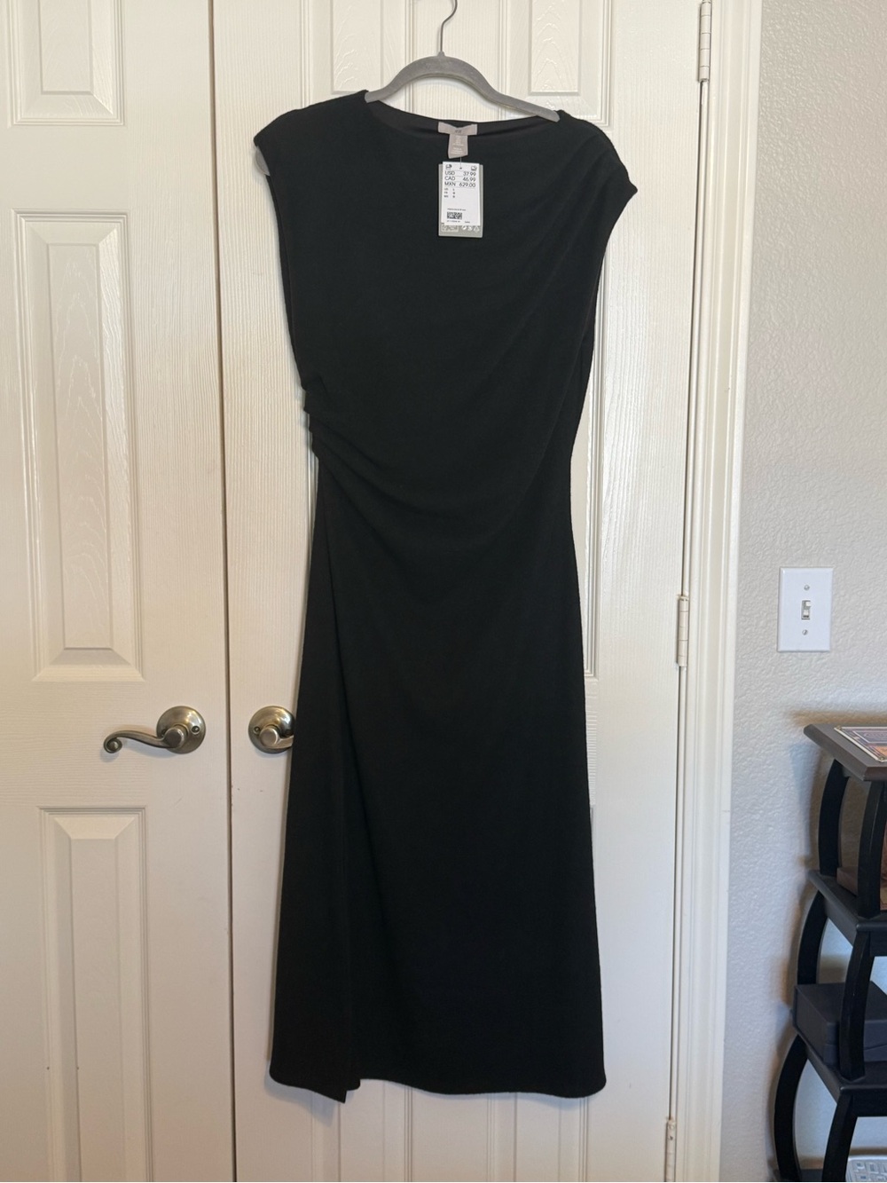 NWT H&M Black Midi Dress with Cap Sleeves
